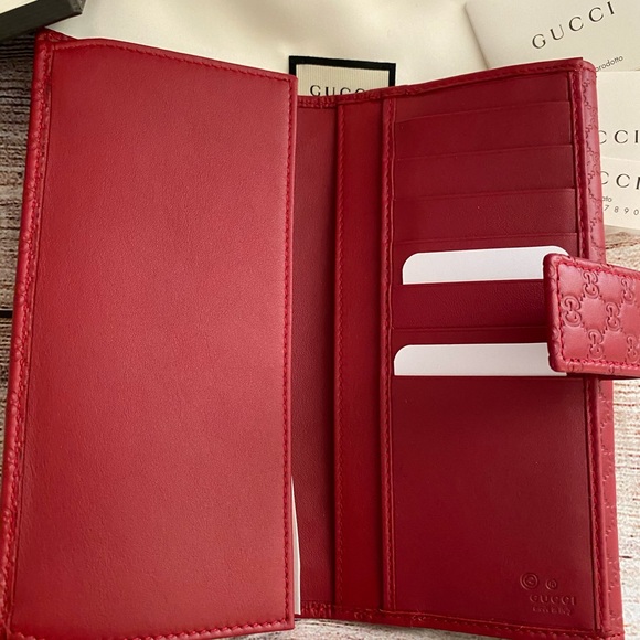 NIB Gucci red leather wallet guccisima - Picture 3 of 10